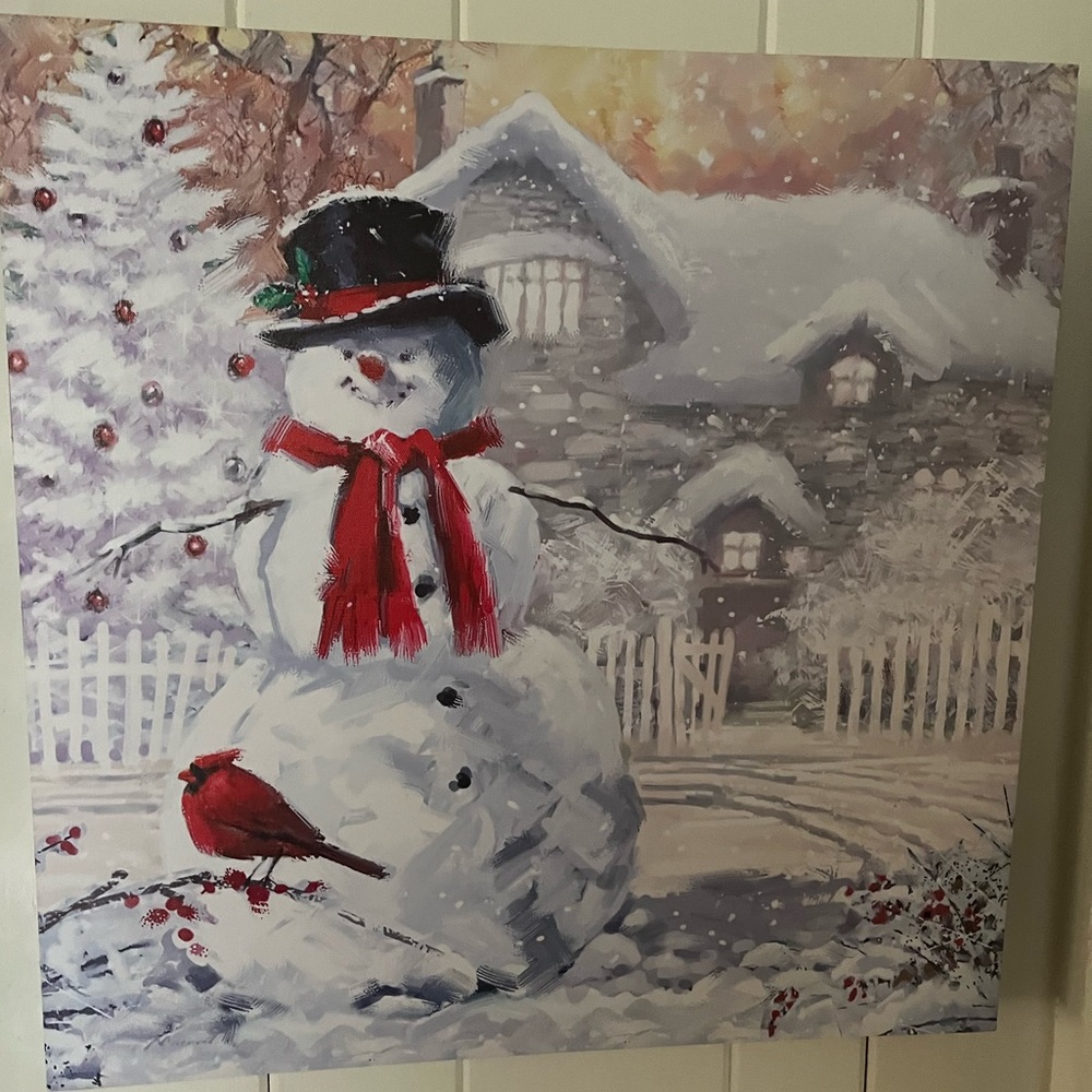 Snowman & Cardinal Print